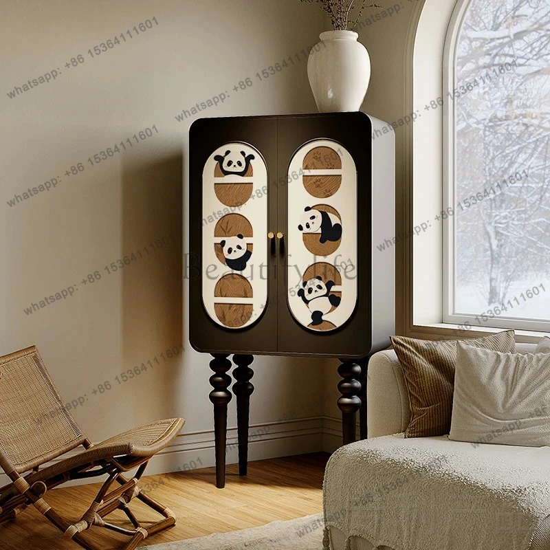 

yj9 French antique storage cabinet living room bedroom solid wood high-footed locker premium painted cartoon locker