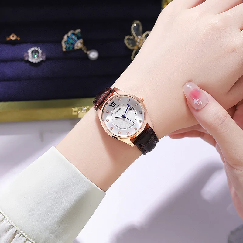 New Fashion Watch Women's High Beauty Women's Watch Calendar Belt Student Watch Women's Quartz Watch