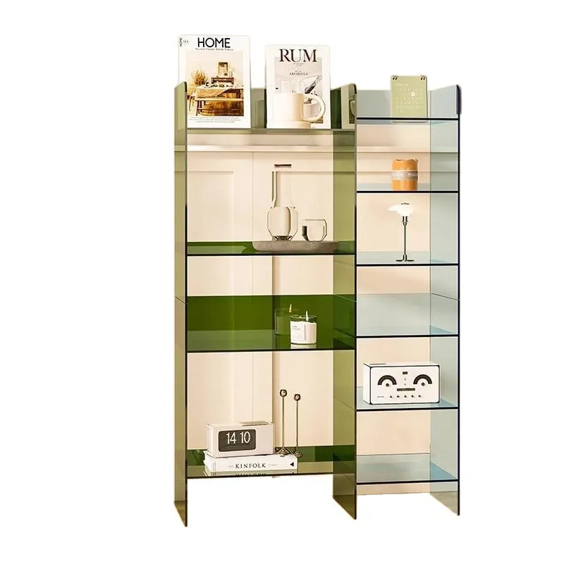 

Acrylic color matching bookshelf against the wall, multi-layer storage display shelf, high-end floor shelf