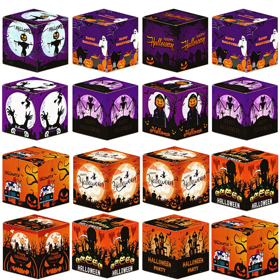 6/12 Stück Halloween-Snack-Süßigkeitenbox Halloween-Kürbis-Geist-Hexen-Geschenkbox Halloween-Party-Dekoration
