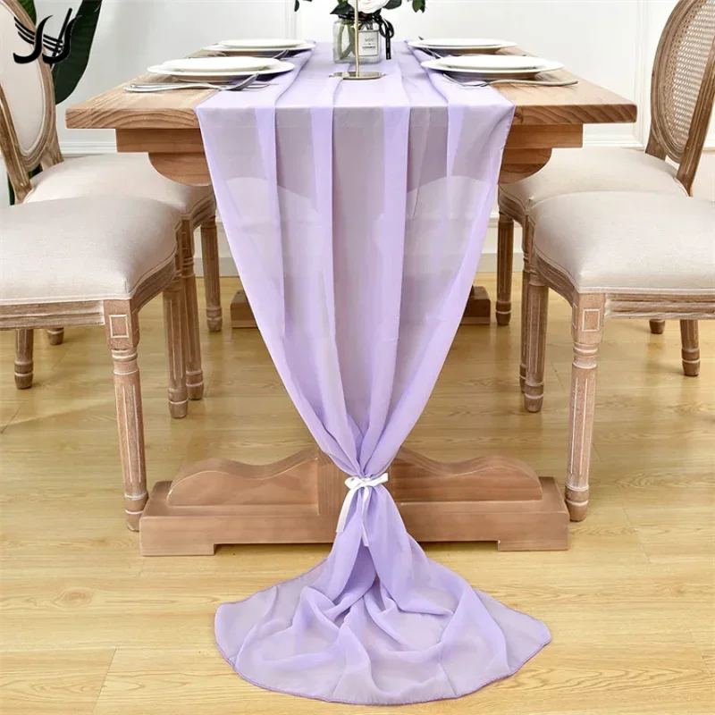 70X300CM Chiffon Table Runner Wedding Decoration Birthday Table Runner Tablecloth Christmas Home Decoration Country Wedding