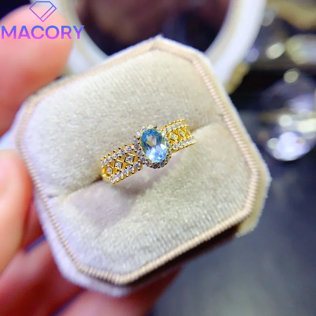 Women married natural topaz ring luxury luxury brand replica sterling silver 925 jewelry certification original gem woman.