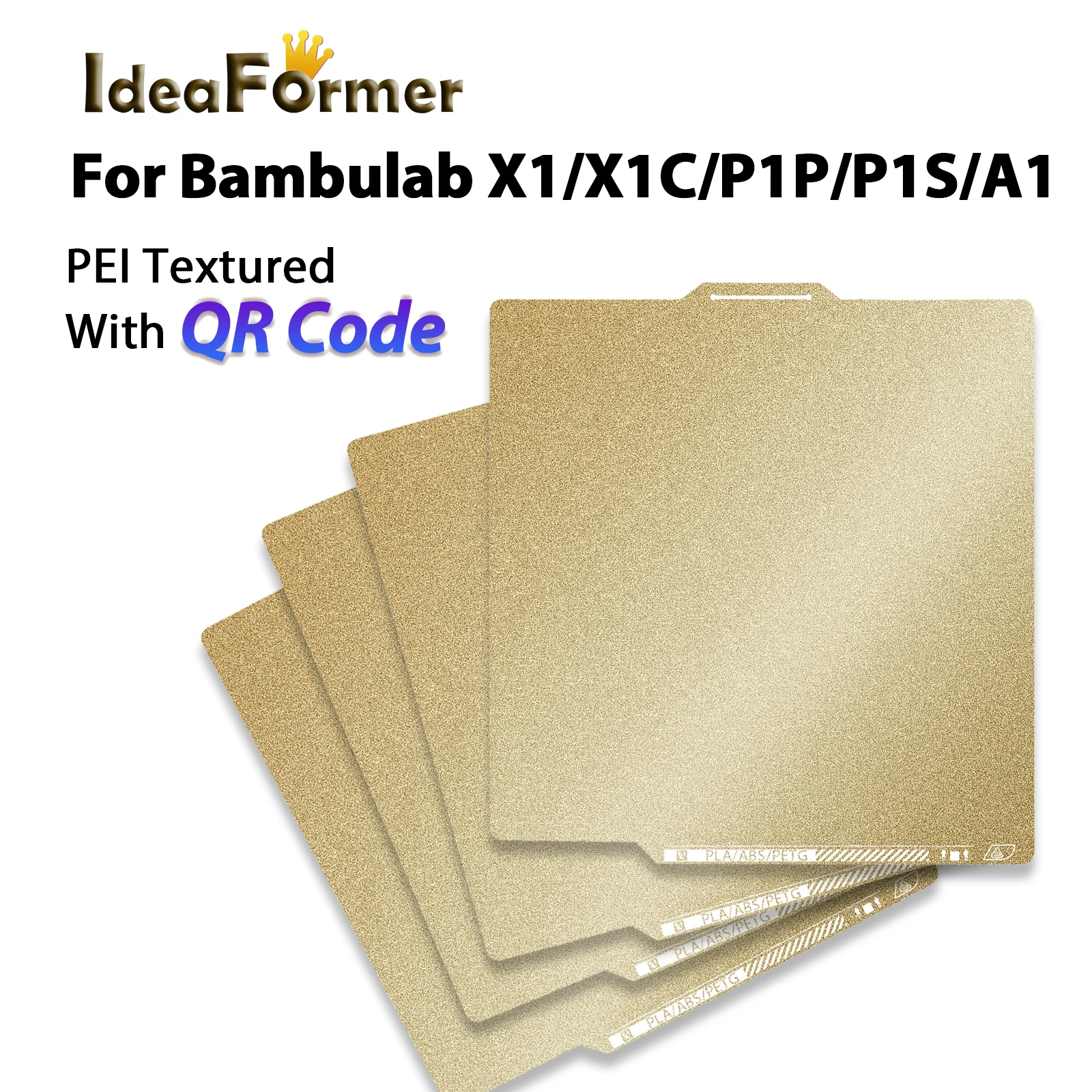 

Текстурированная кровать PEI с QR-кодом для сборной пластины Bambu Lab X1/X1C/P1P/P1S, двухсторонняя листовая пластина из пружинной стали PEI для деталей Bambulab A1