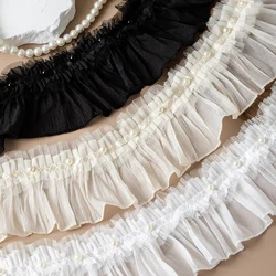 1Meter Pleated Lace Fabric For Elegant Party Dresses 2024 Decorative Trimmings Sewing Accessories Needlework Trim Ribbon For Diy
