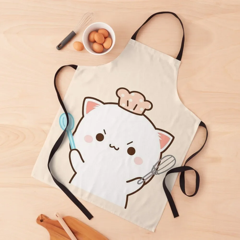 cute mochi peach cat Apron Household Items Men's Kitchen esthetician Apron