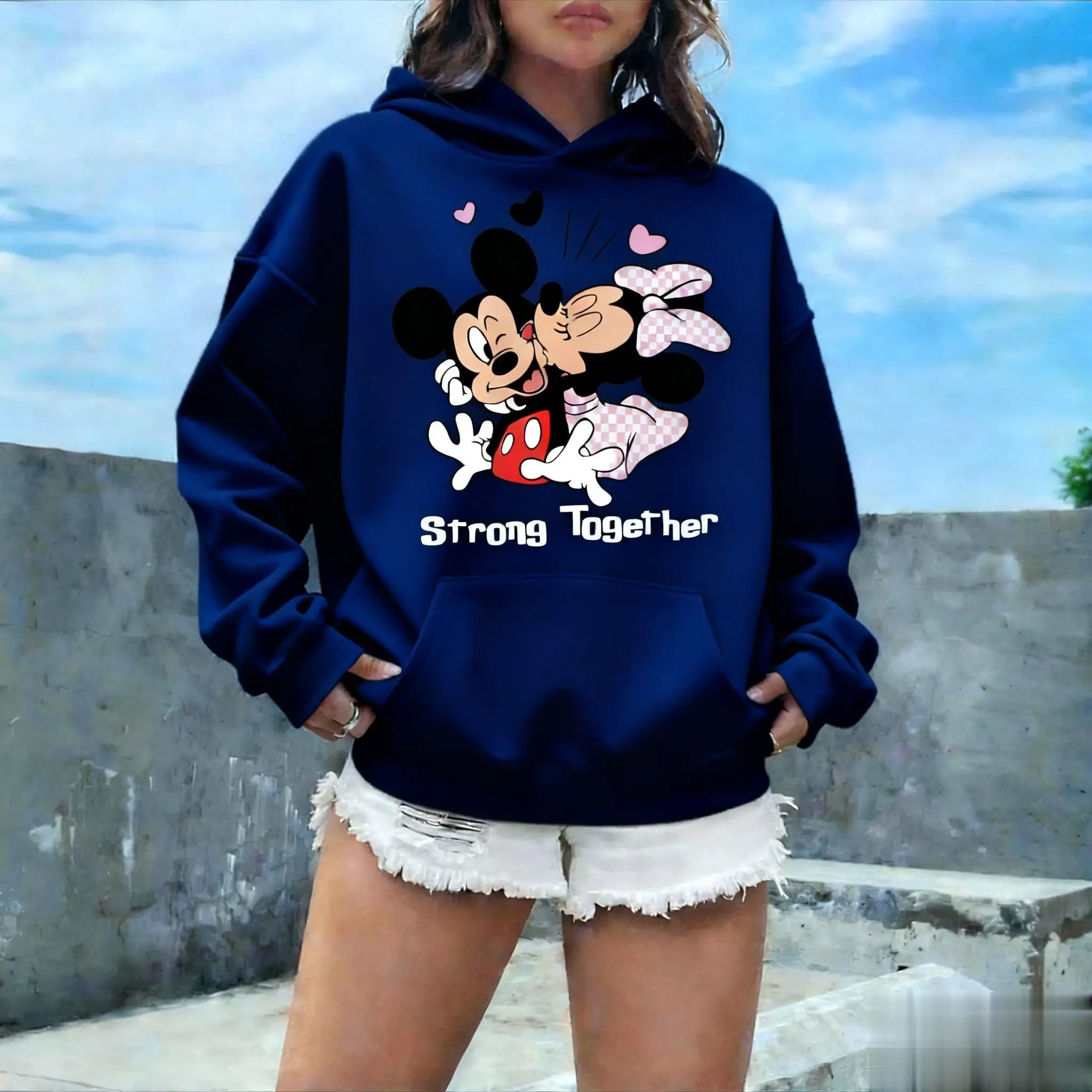 Bluza unisex z nadrukiem Disneya na Halloween, damska i męska, z grafiką z kreskówek, wkładana przez głowę, streetwear, jesienna, codzienna, modna.