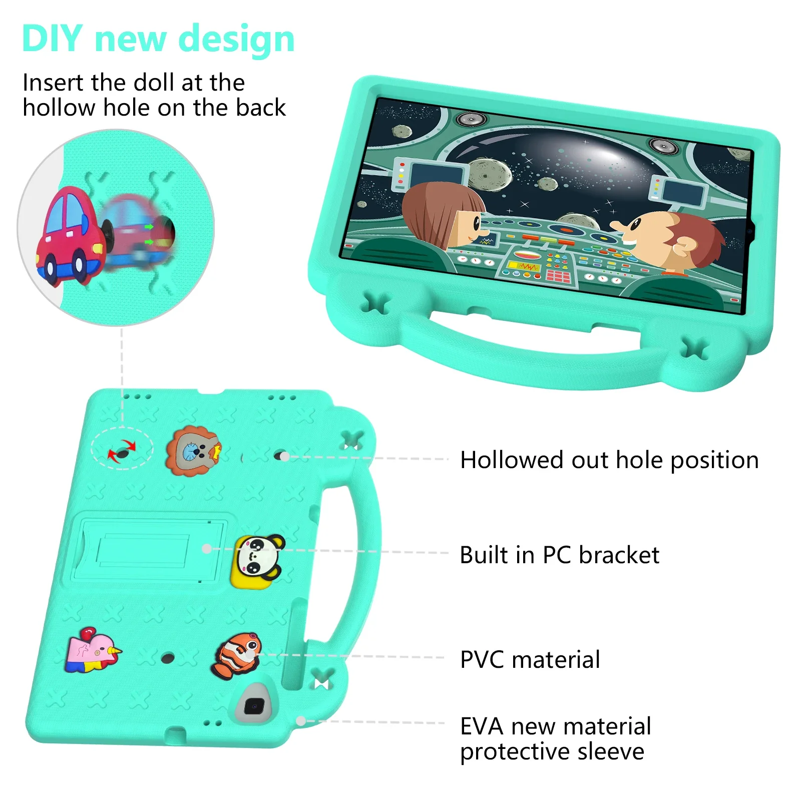 Cartoon Kid Bracket Tablet Hülle für Samsung Galaxy Tab 10,1 10,5 SM-T510 T515 T510 A8 10,4 SM-X200 x205 S6 Lite A7 Lite