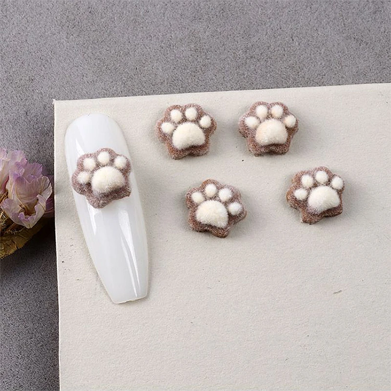 30 Pezzi di Decorazioni per Unghie a Forma di Orsetto in Velluto, Accessori per Nail Art Invernale, Materiali per Manicure