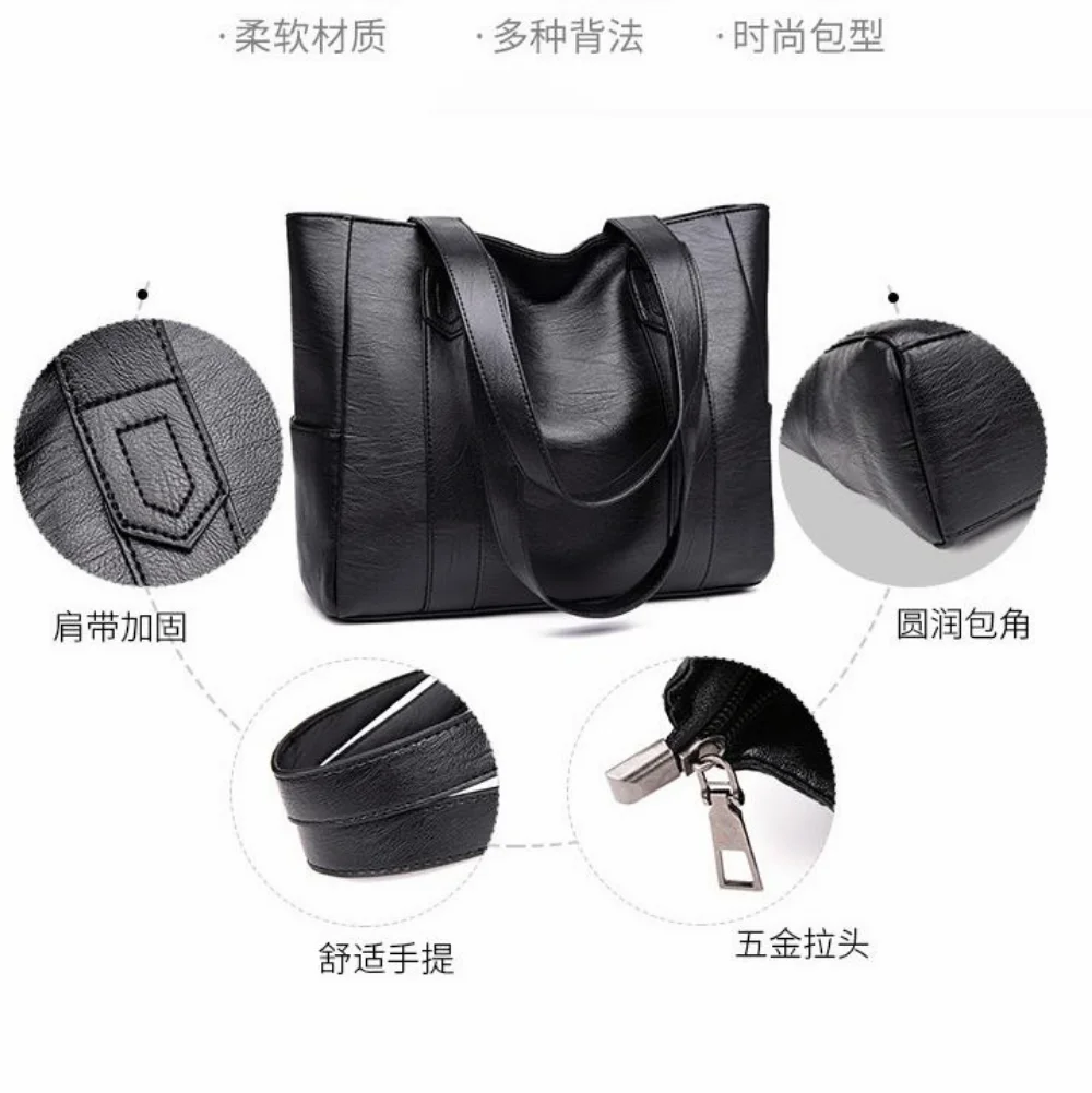 Large Capacity Women\'s Shoulder Bags Solid Color Casual Tote Bag Quality Leather Hobos Crossbody Bag Female Shopper Handbag New