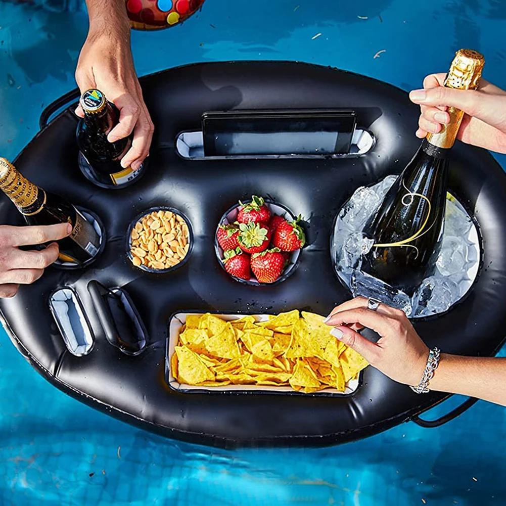 Swimming Pool Float Beer Table Cooler Table Bar Tray Pool Drink Holder Inflatable Cup Holder Fruit Float CupPad Pool Accessories