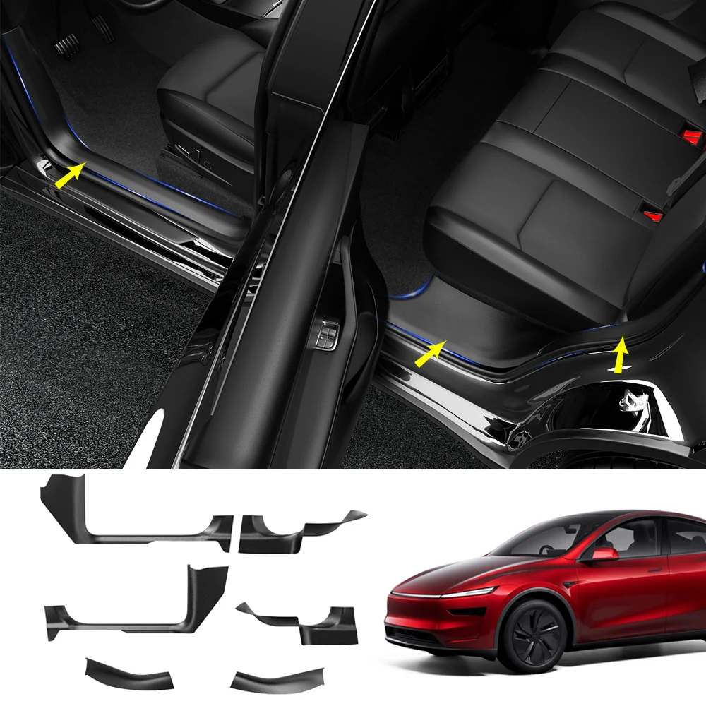 

6pcs TPE Front Rear Door Sill Protector For Tesla Model Y Juniper Door Sill Guard Kick Pad Welcome Pedal Cover Threshold Strip