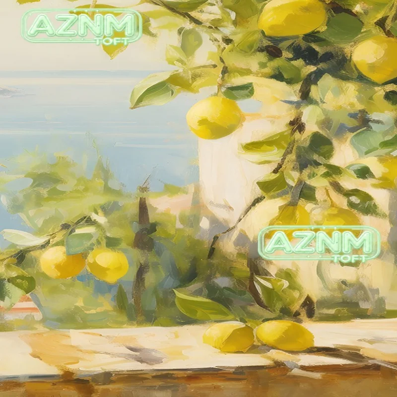 Retro Lemon Garden Canvas Art Poster-Fresh Lemon and Olive Tree Wall Prints for Modern Living Room,Office,and Home Decor Gift
