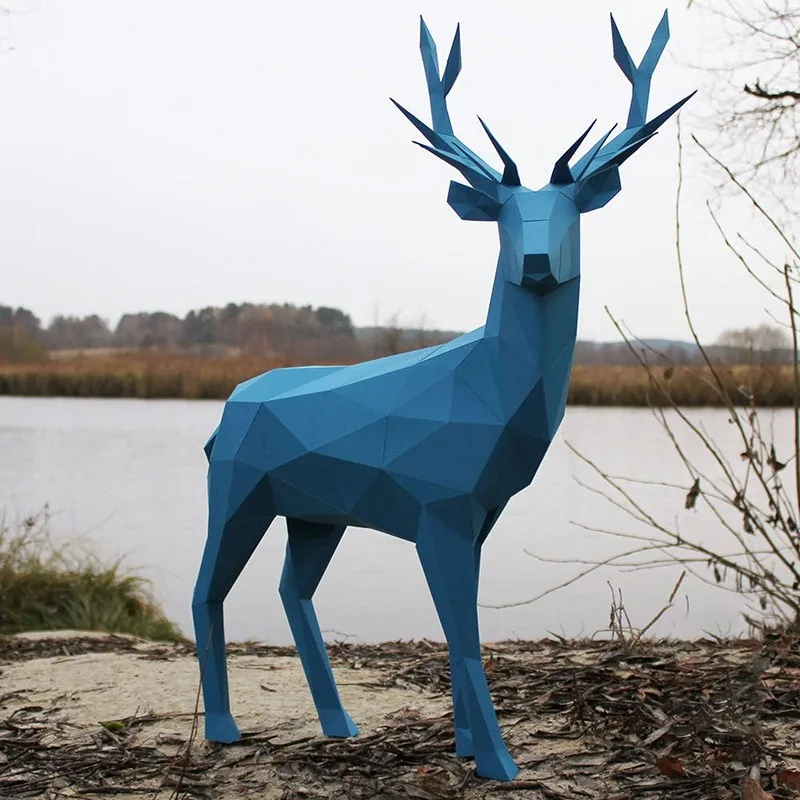 60cm Deer 3D Paper Model Geometric Paper Craft Home Room Decoration Living Room Art Ornament Handmade Low Poly Origami DIY Gifts