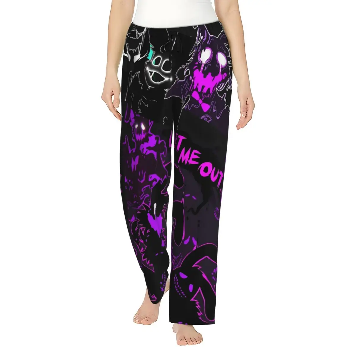Custom Print Springtrapped FNAF Pyjamahose Damen Horro Game Sleep Nachtwäsche Hose mit Taschen