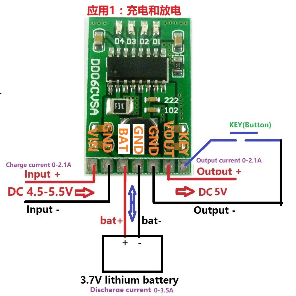 

5V/2.1A Charge/Discharge/Battery Protection/Battery Level Indicator Module 3.7V 4.2V Lithium Battery Mobile Power UPS DIY Board