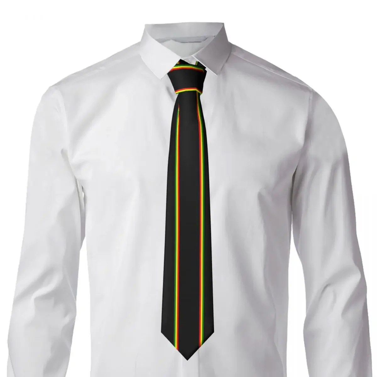 Formal Rasta Stripe Rasta Color Necktie for Men Personalized Silk Jamaican Wedding Tie