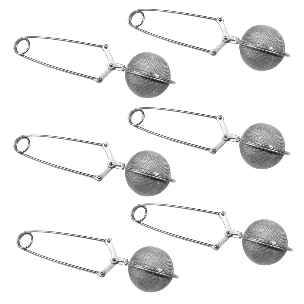 6 Pcs The Chain Tea Filer Mesh Filter Infuser Metal Stainless Steel Strainer Silver