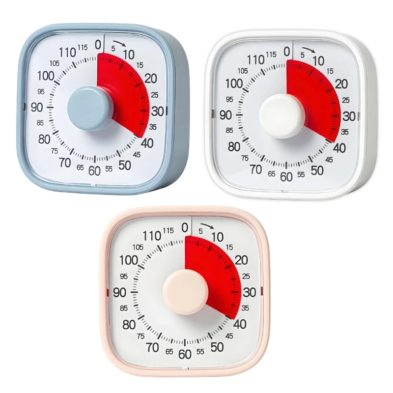 Visual Count Down Timer with Large Numbered Dials and Red Time Display, Manual Desk Timer for Study and Home 87HA