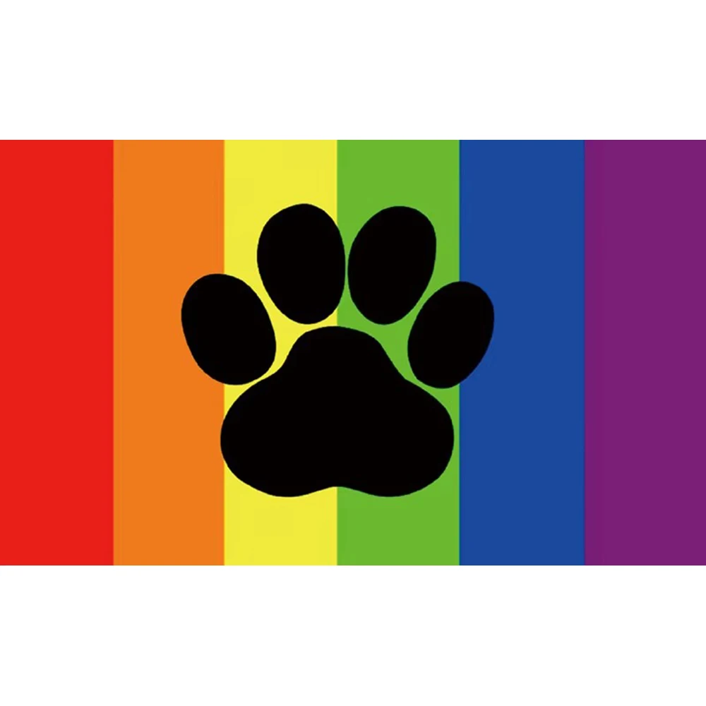 Custom 3'x5' POLYESTER flag of Gay Furry Pride Flag 90X150CM with two grommet custom Rainbow strip banner