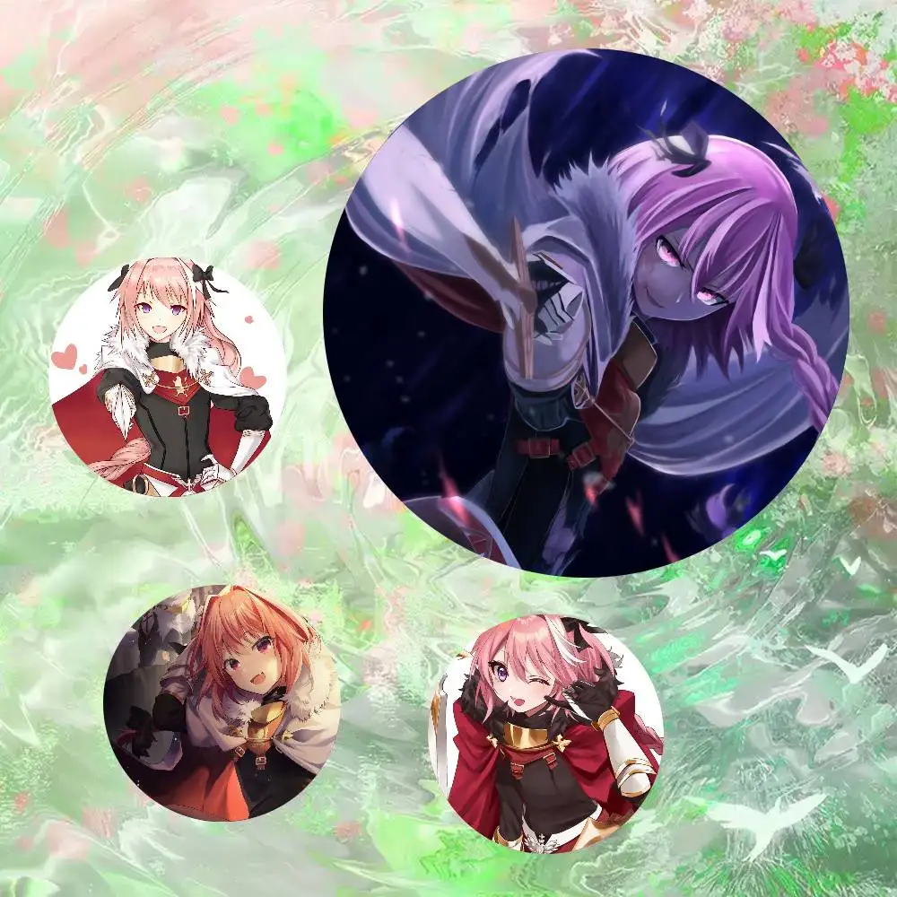 Значки-броши в стиле аниме Astolfo Fate, круглые эмалевые значки для украшения рюкзаков и аксессуаров