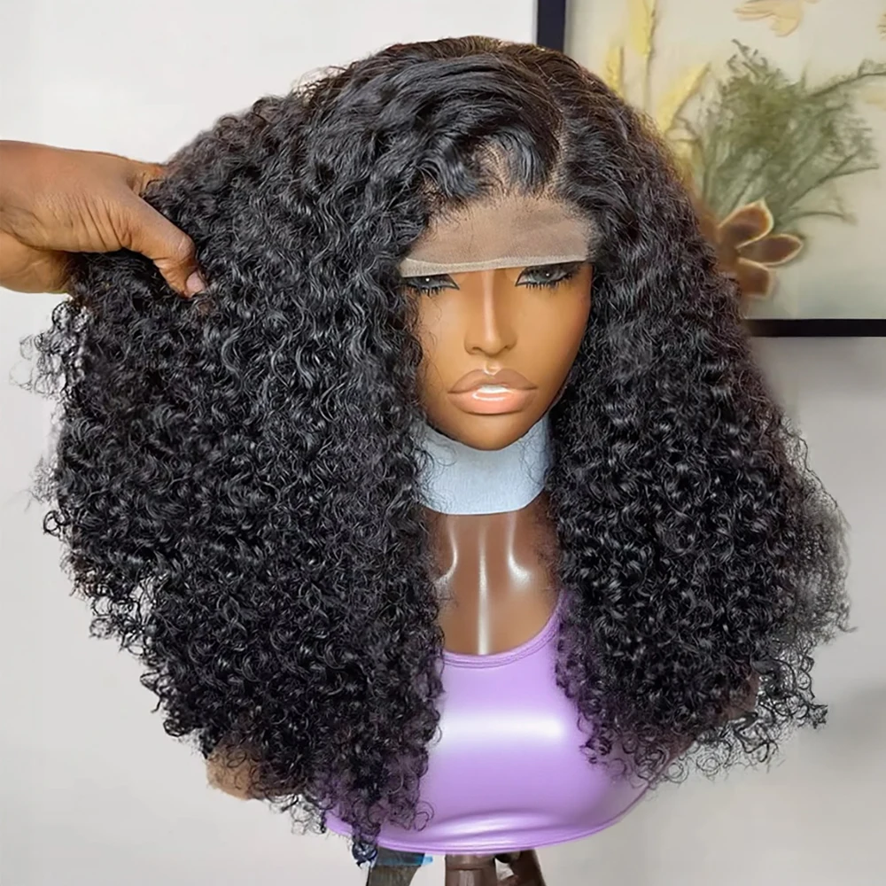 16 بوصة كامل الدانتيل الجبهة قصيرة بوب شعر مستعار غريب مجعد غلويليس 100 باروكة من شعر طبيعي 250% موجة المياه العميقة 13x6 13x4 HD الدانتيل شعر مستعار أمامي