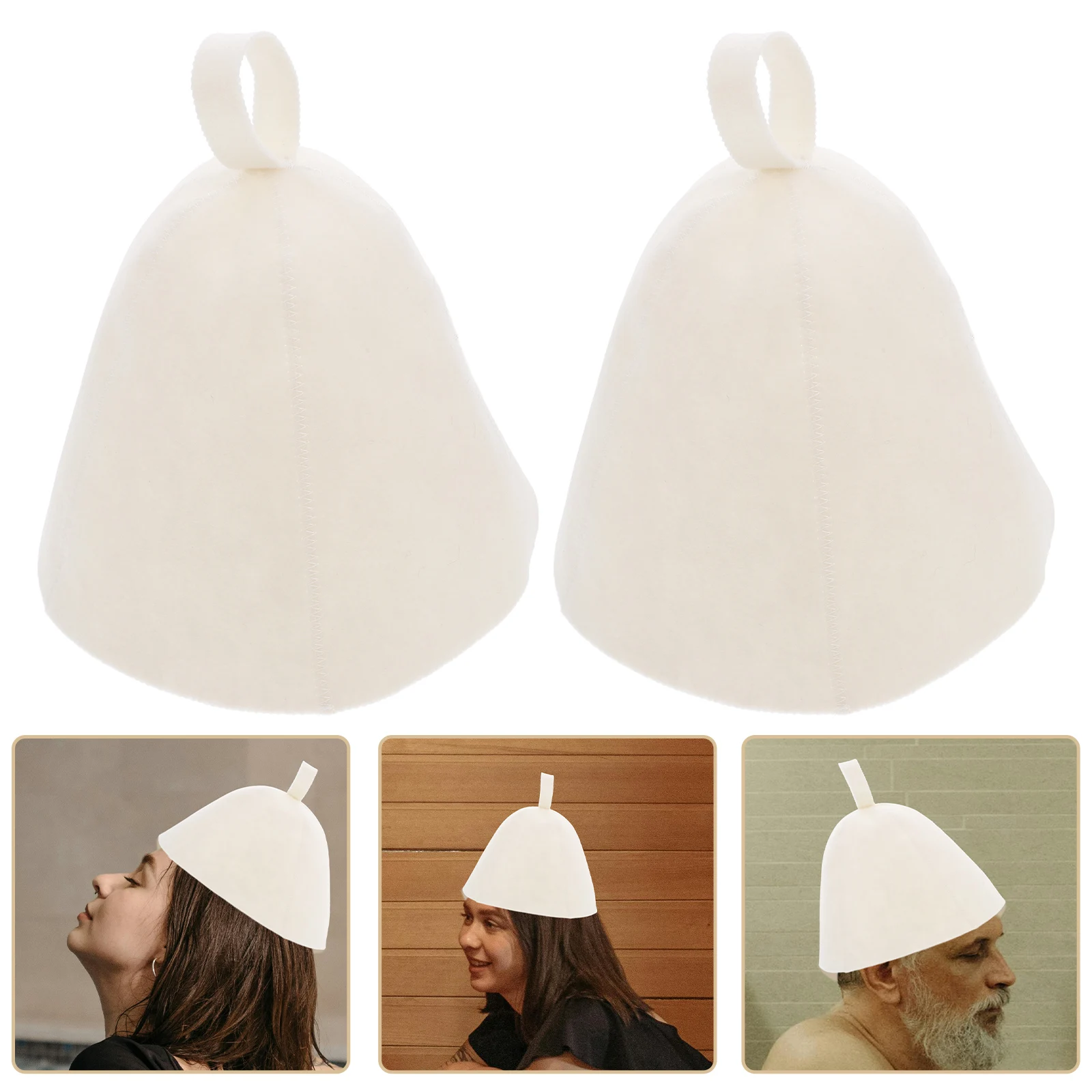 

2pcs Felt Sauna Hat Thickened Bathing Hat Steam Cap Gray Lightweight Sauna Comfortable Moisture Absorbing Accessories