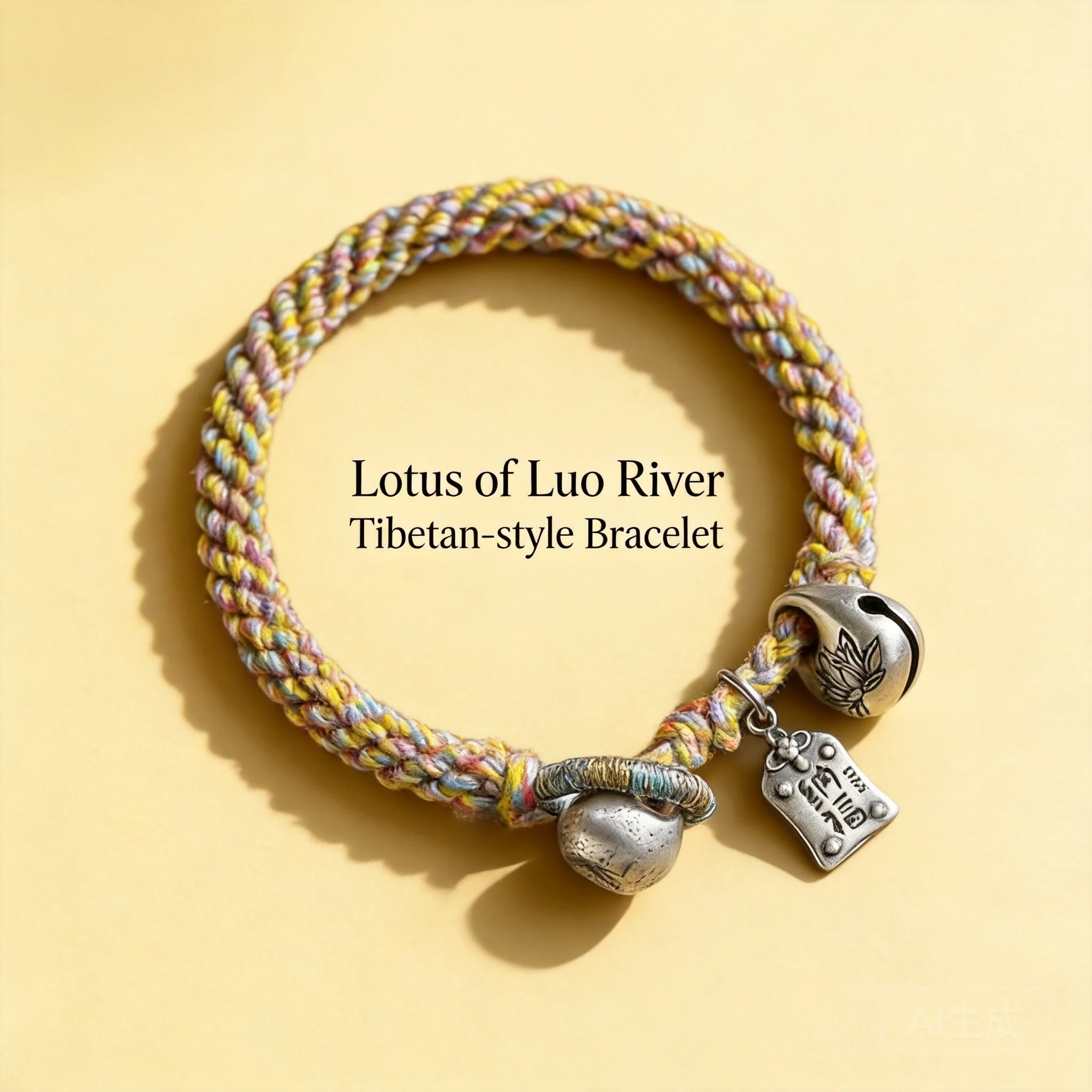 

Chinese Style Lucky Blessing Braided Bracelet For Women Tibetan Handmade Lotus Bell Good Fortune Adjustable 15-21cm Jewelry Gift