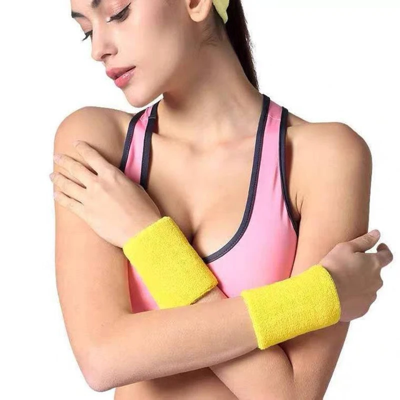 2 Pcs Towel Sports Wristbands Tennis Sweat Bands Wrist Guard For Basketball Volleyball Padel Fitness Sweatbands Wrist Wrap Cuff