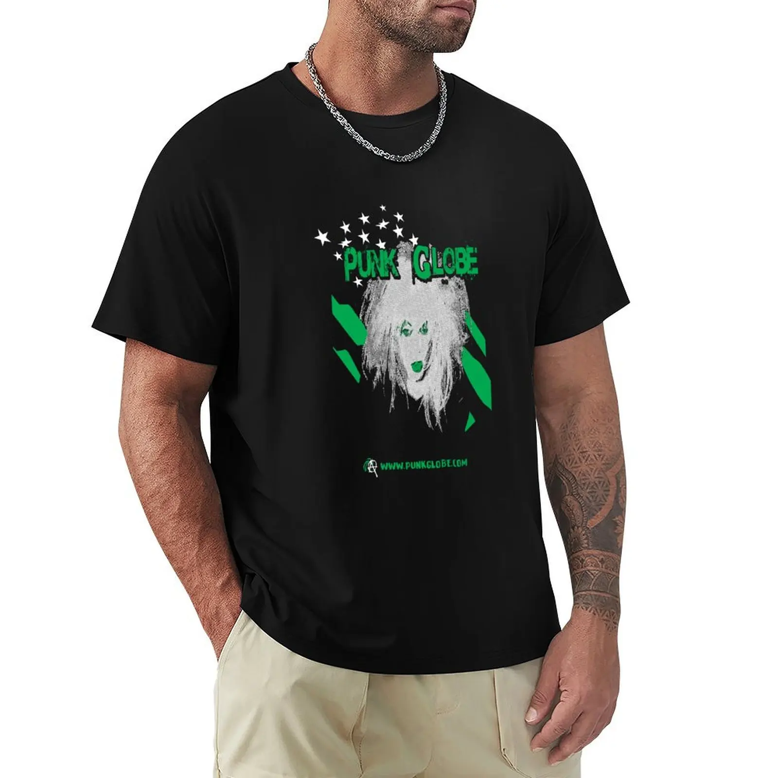 Punk Globe Green T-shirt for a boy funnys boys whites cute clothes mens t shirts