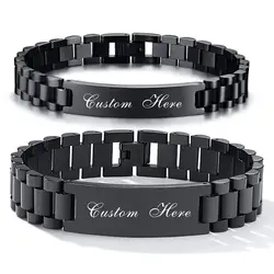 Vnox Personalized Love Gift Bracelets for Couples,Custom Steel Women Men Matching Bracelet,Engrave Name Promise Gifts to Her/Him