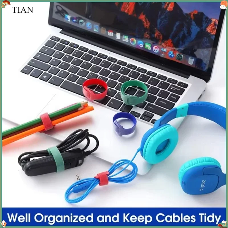 Releasable Cable Organizer Ties Mouse Earphones Wire Management Nylon Cable Ties Reusable Loop Hoop Tape Straps Tie