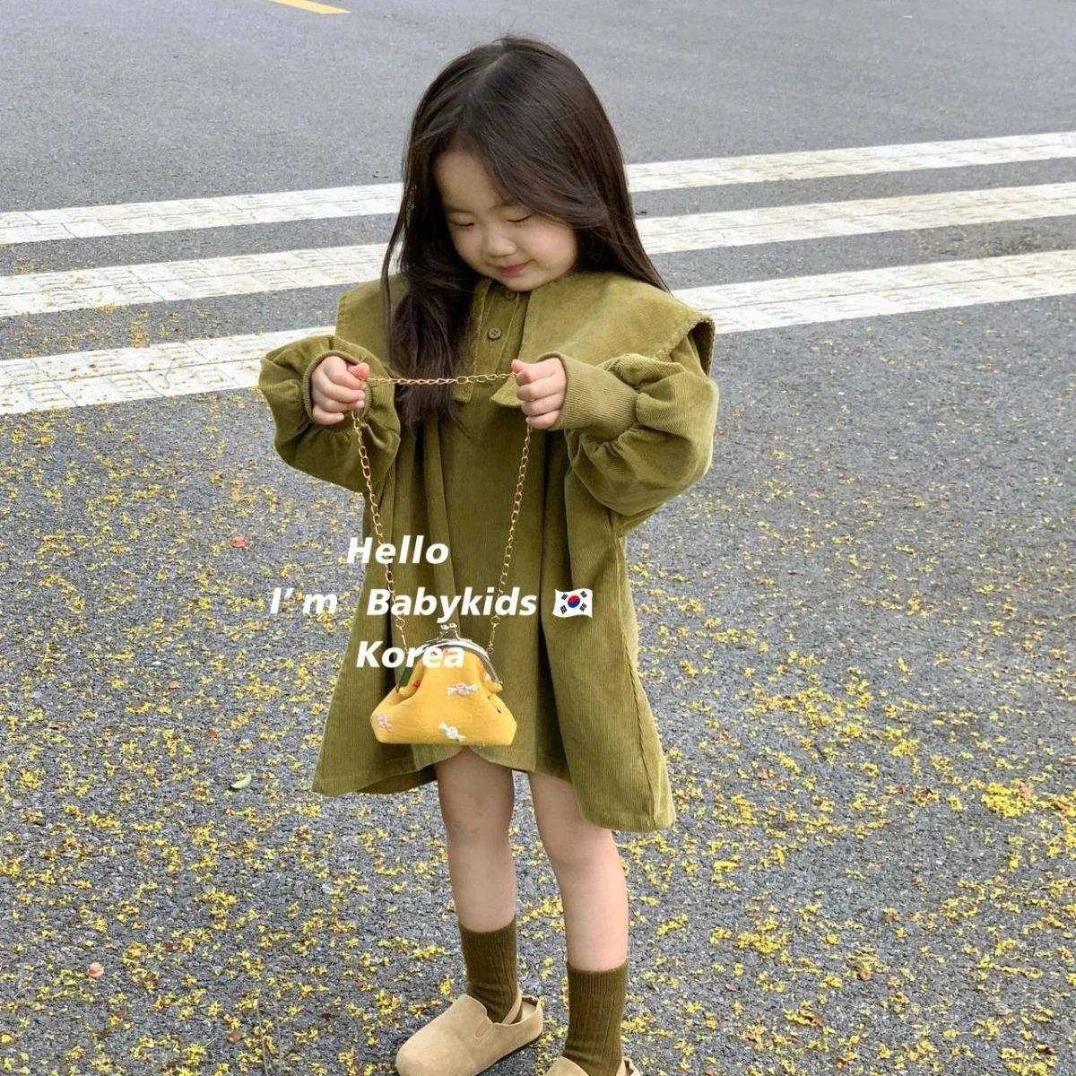 Baby Girls Skirt 2023 New Spring and Autumn Girls Skirt Korean Style Dark Green Solid Color Fashionable Dress