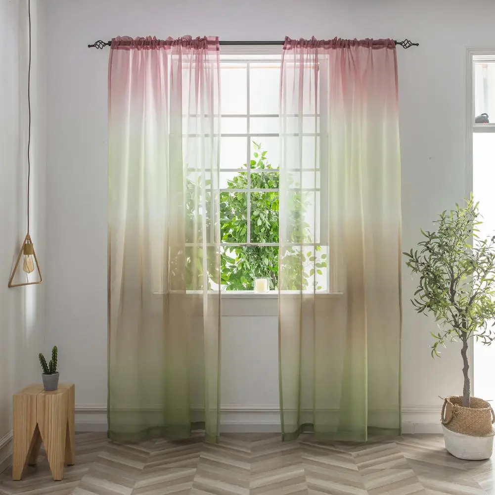 Unique Long Decorating Sheer Drape Decorative Curtain Polyester See Through Gauze Drape for Living Room