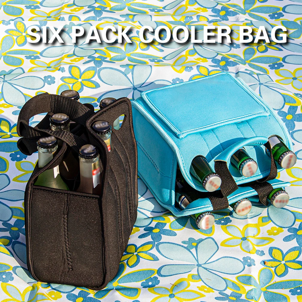 

Neoprene insulated six pack beer bottle cooler, portable beer cooler bag