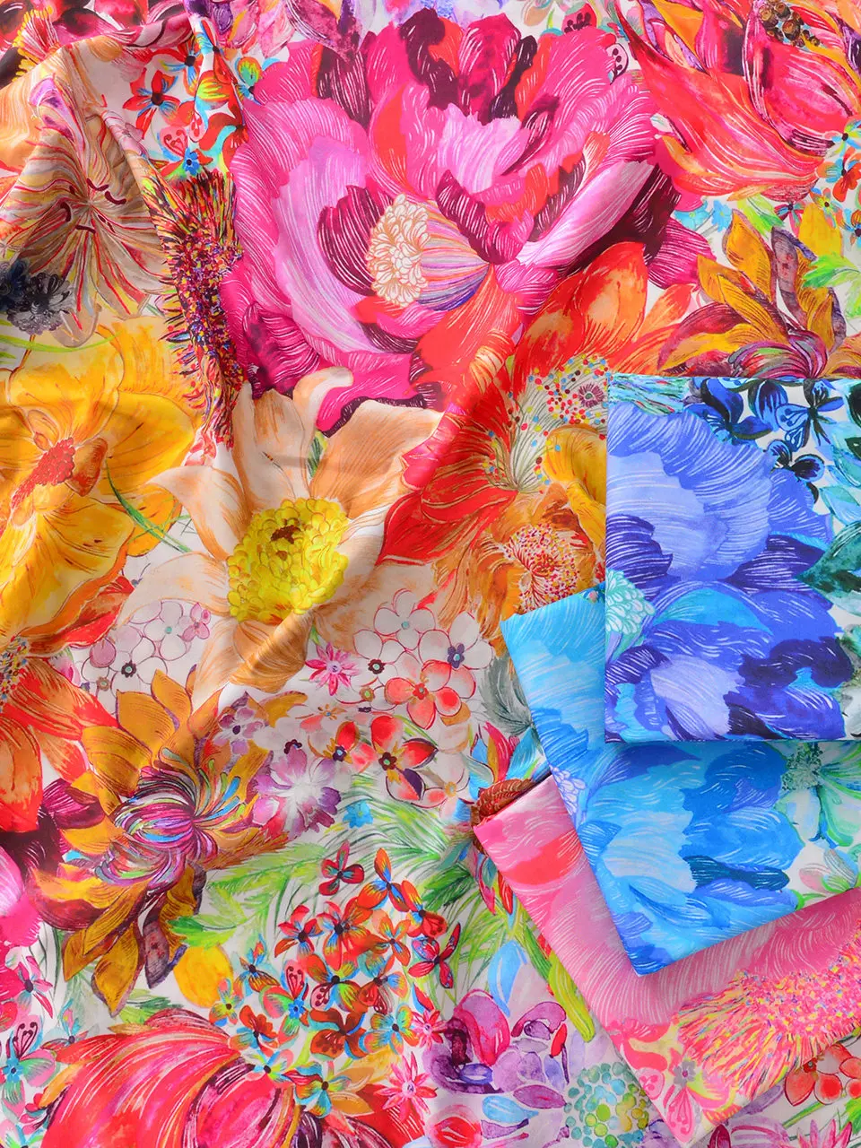 145x50cm 100s Cotton Long-staple High-density Flower DIY Women's Children's Clothing Cloth Shirt Fabric Colorful Dahlia Cloth