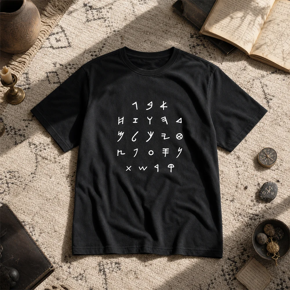 Unisex Ancient Symbol T-Shirt Short Sleeve Israel Style Cotton Summer Soft Top Mythic Graphic Parent-Child Comfortable Tee