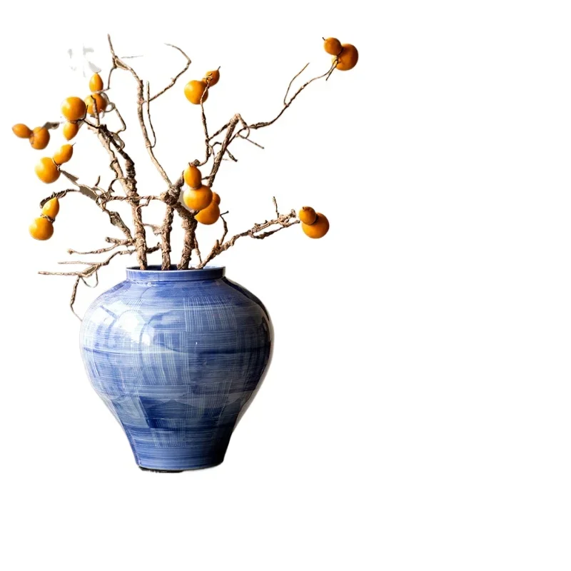 

Керамическая ваза ручной работы Цзиндэчжэнь, высококачественная керамическая банка в стиле ретро, цветочная композиция для входа в гостиную