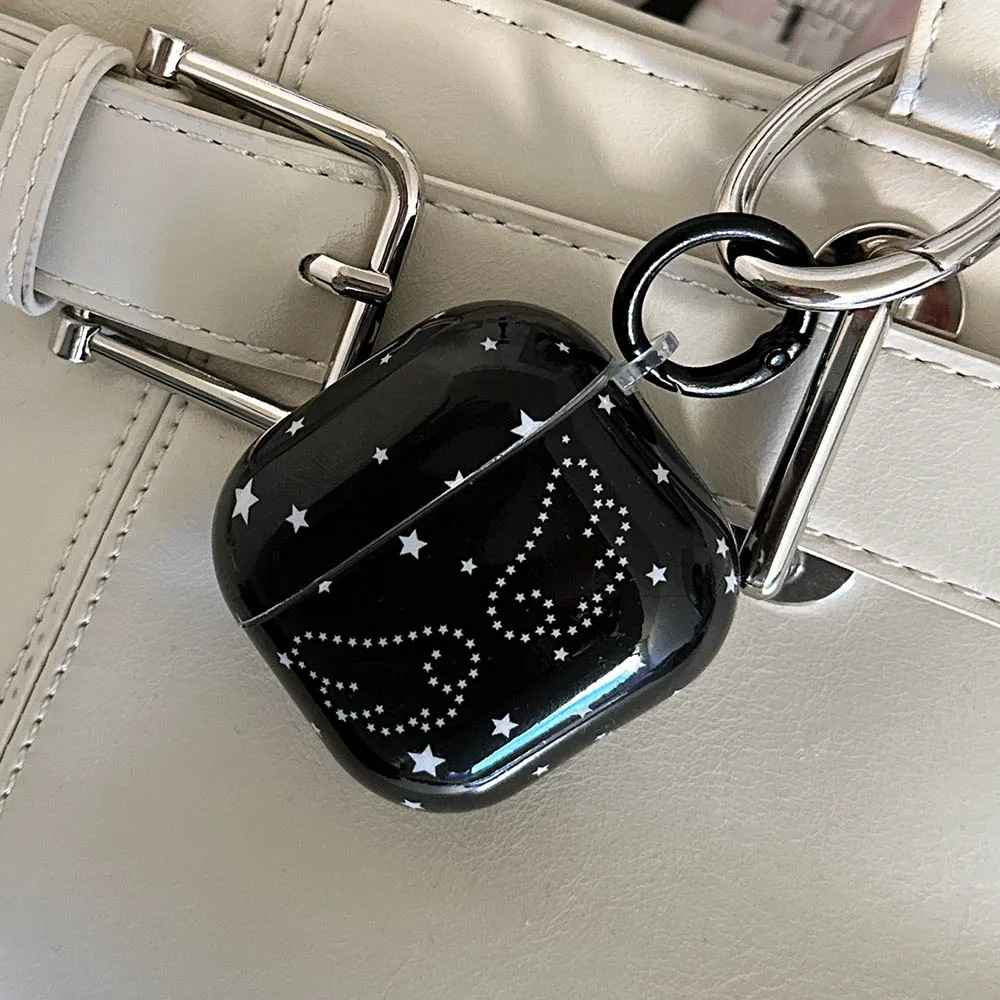 حافظة سماعة أذن ناعمة سوداء لهاتف Airpods 4 2024 مع غطاء قلادة على شكل نجوم أجنحة الملاك اللطيفة لأجهزة Airpods Pro 2 1 2 3 Generation