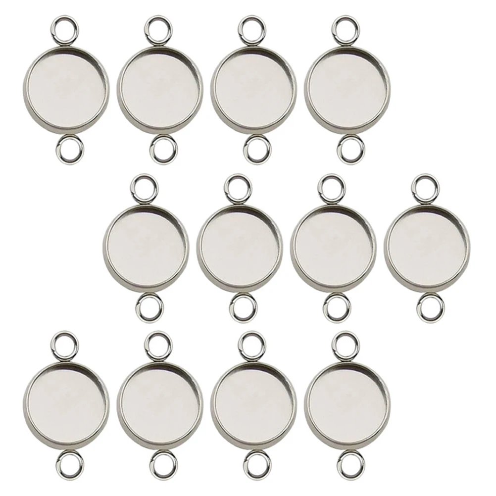 

20pcs Stainless Steel Bezel Tray Pendant Connectors Round Cabochon Settings Blank Charm Links Jewelry Making 25Mm Durable Secure