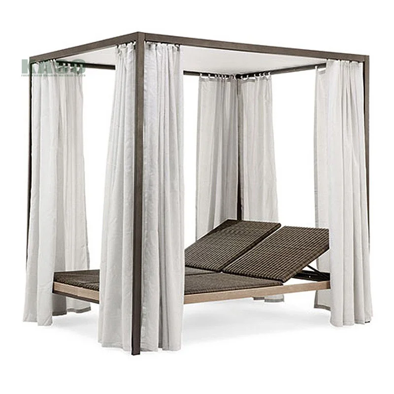 Luxury Beach Hotel Outdoor Loungers Bed Wooden Bed Swimming Pool Chairs Double Garden Aluminium Modern Teak Wood Cabana