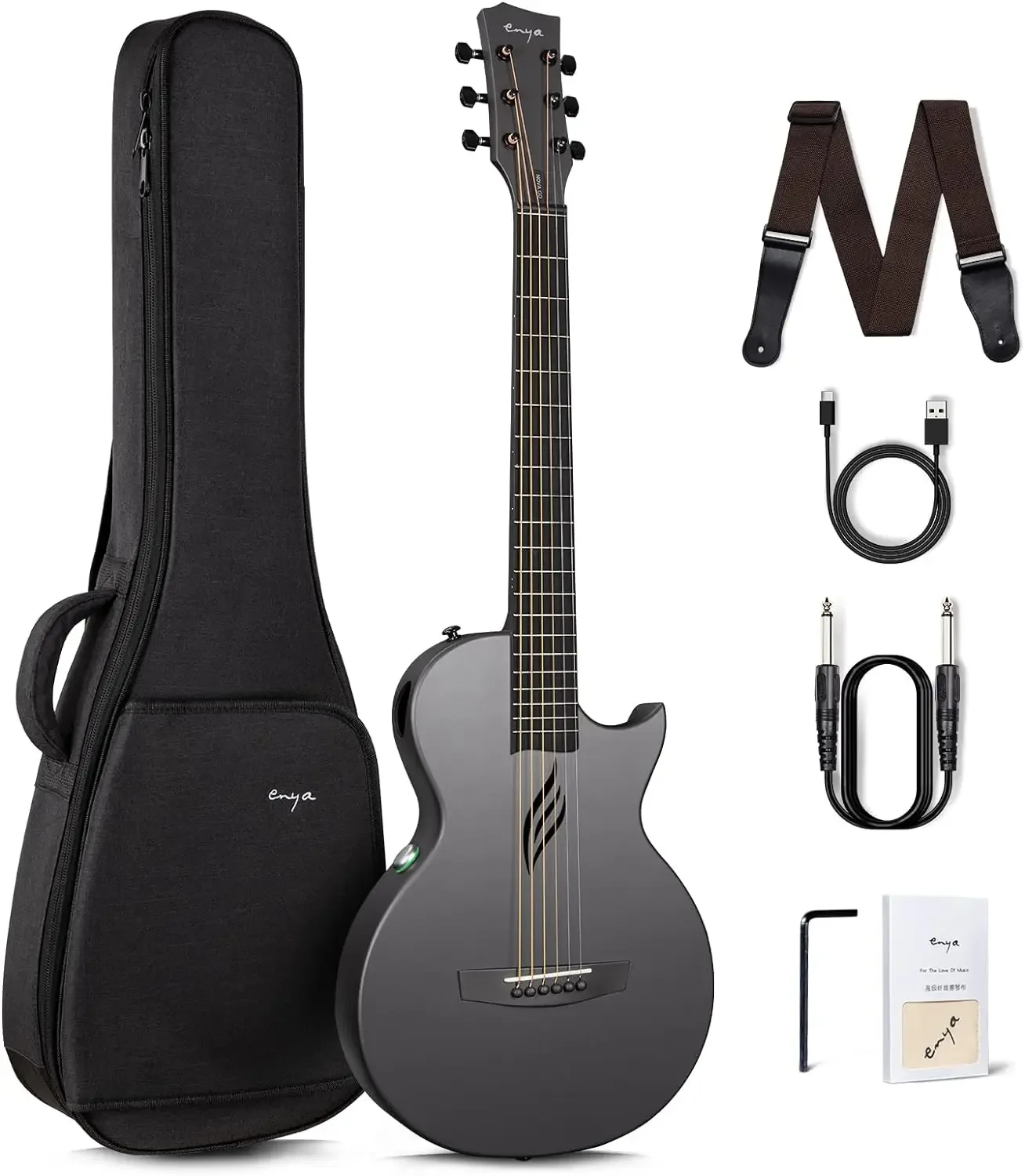 

Carbon Fiber Acoustic Electric Guitar with Smart AcousticPlus 35 Inch Travel Acustica Guitarra Starter Bundle Kit of Gig Bag