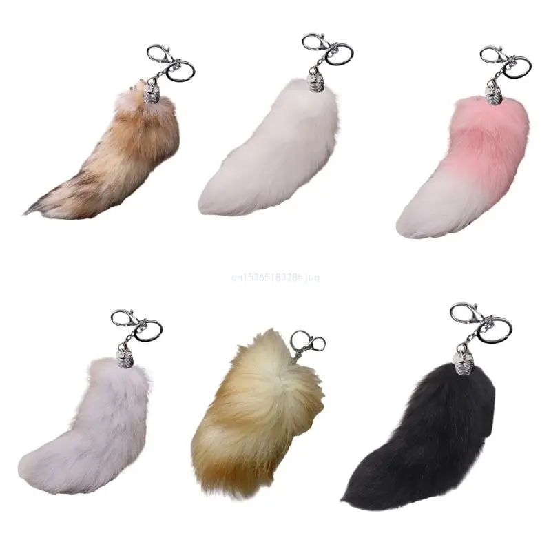 

Large Foxes Tail Keychain Soft Faux Tail Bag Charm Stylish Keyrings Pendant Dropship