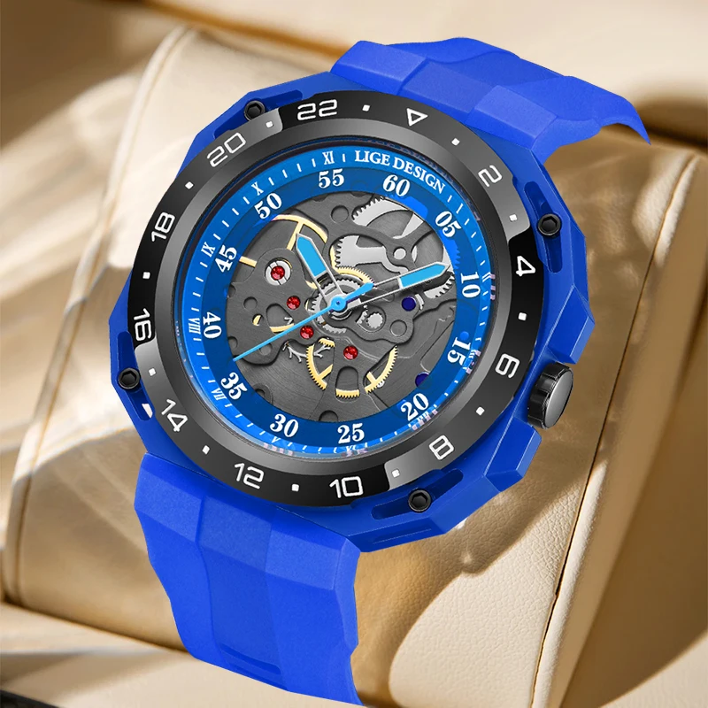 LIGE 新ファッションカジュアルスポーツクォーツマン腕時計クリエイティブミリタリーウォッチ男性用 50 メートル防水シリコーンギア時計腕時計