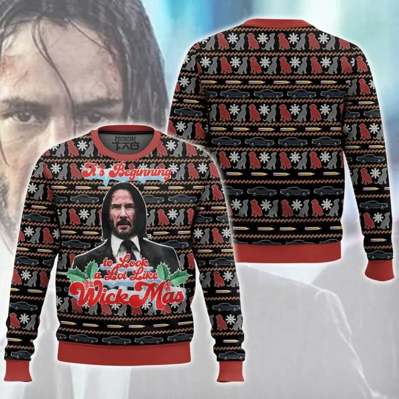 It’s Beginning To Look A Lot Like WickMas John Wick Ugly Sweater Funny Xmas Party Pullover for Men Women Holiday Gift 2026