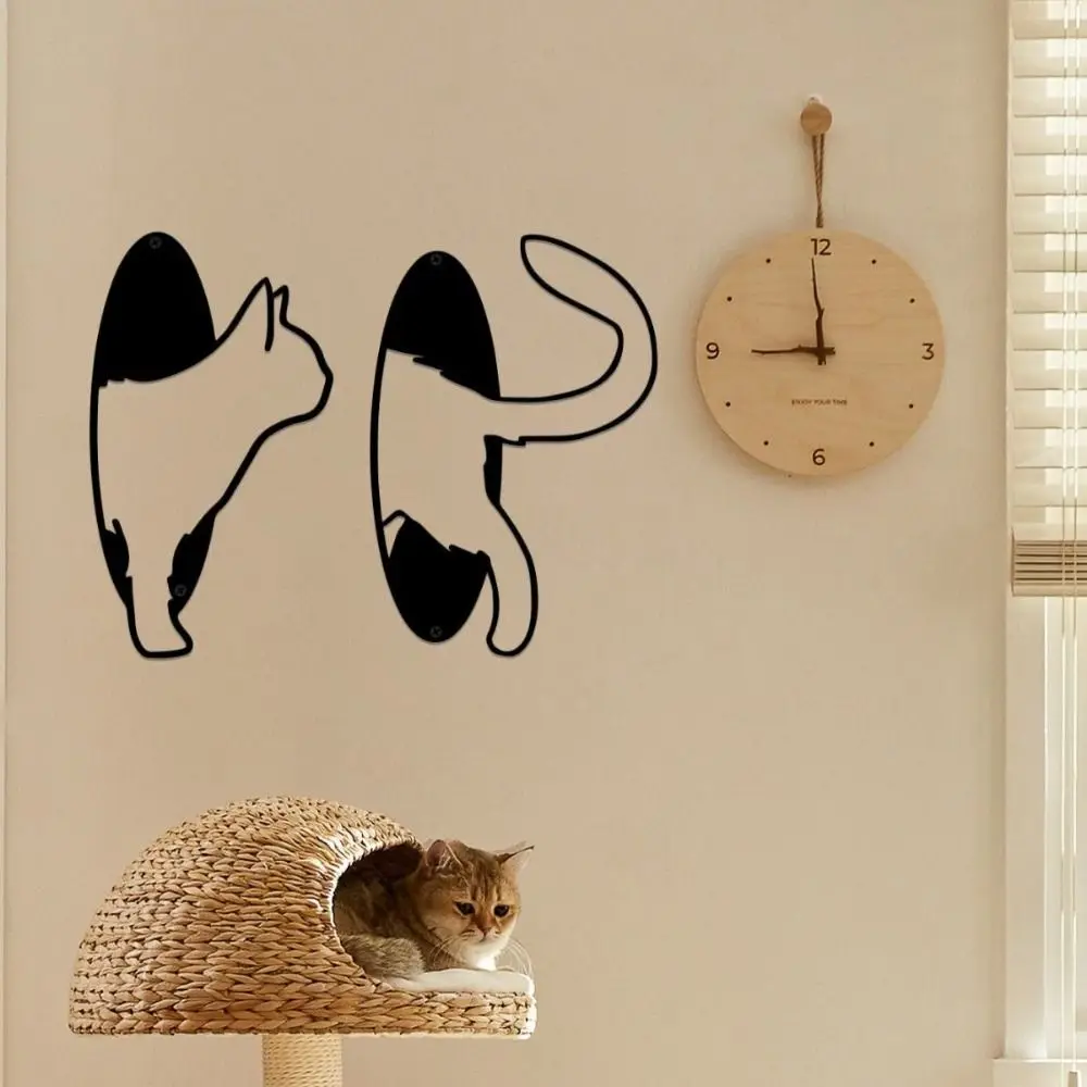 

2Pcs/set Modern Black Cat Hanging Pendant Handmade Cartoon Metal Wall Ornaments Iron Art Cat Wall Hanging Ornaments Study