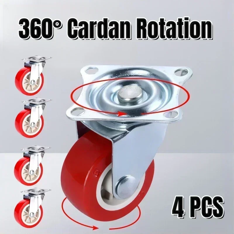 4/10 pièces Roulettes de meubles en PVC rouge, roulettes pivotantes universelles pour chariot de plateforme, accessoire