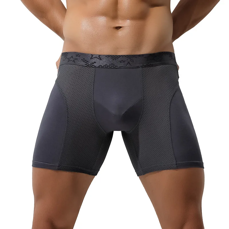 Boxers de malha modal masculino, cueca respirável, calças masculinas de perna longa, boxershorts de tamanho grande, L a 6XL