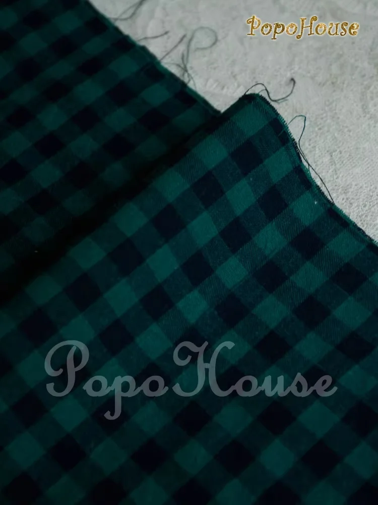 140x50cm Vintage dunkelgrüner kariert-gestreifter Baumwollstoff für ZAKKA Tischdecke, Kleid, Hemd, Nähstoff – Detail 6