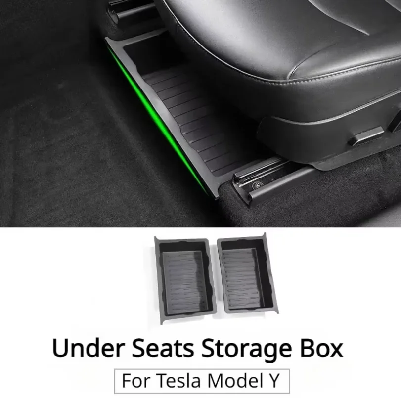 Underseat Storage Box for Tesla Model Y 2021-2024 Seats Drawer TPE Hidden Storage Tray Push Pull Car Organizer Car Accessories