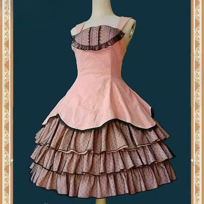 

Retro Lolita Dress Vintage Tiered Two-way Autumn Cotton Party Dress 2025 Spring Hot Sale